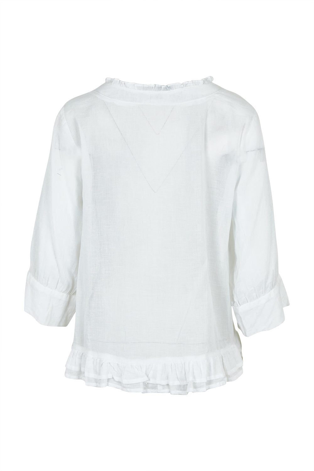 Product shot of the Essentials Buttonthrough Cotton Top in colour White (White), from the back