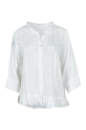 Product shot of the Essentials Buttonthrough Cotton Top in colour White (White), from the front