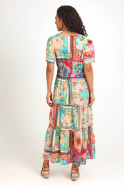 Model Pamelar wearing size 10 of the Short Sleeve Maxi Dress – Print in colour Print, from the front