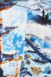 Product shot of the Patch Dress – Blue in colour Blue, showing detail