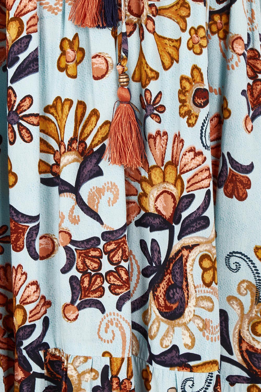 Product shot of the Layers Maxi Dress in colour Macieo, detail