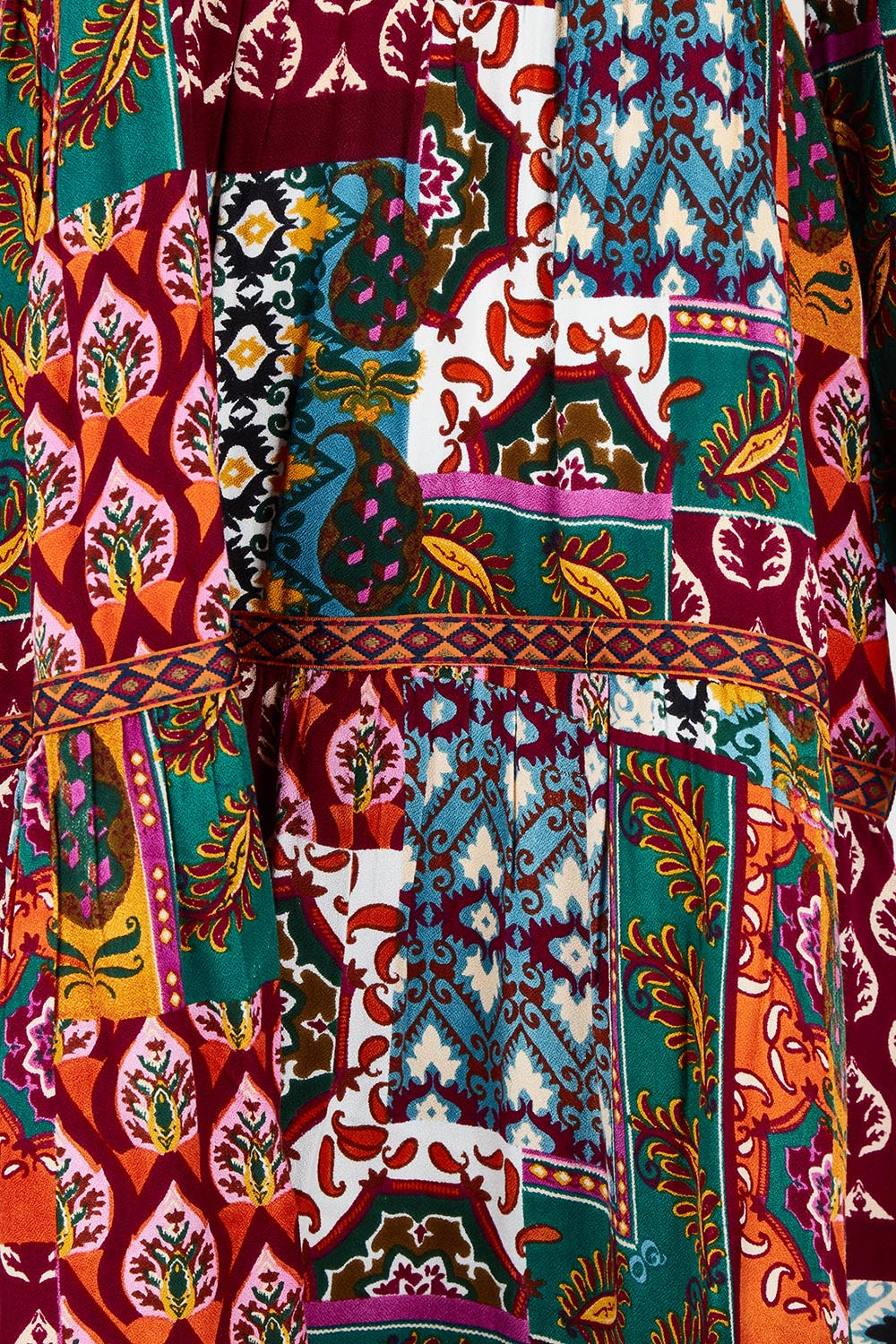 Product shot of the Layers Dress in colour Prato (Red), detail