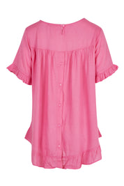 Product shot of the Essentials Frill Top in colour Rose (Pink), from the back
