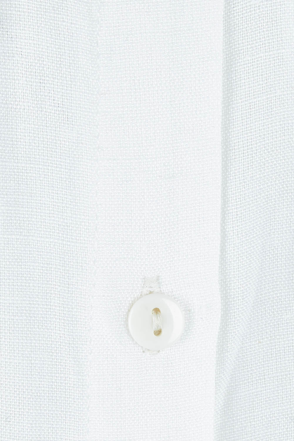 Product shot of the Essentials Linen Blend Frill Top in colour White (White), detail