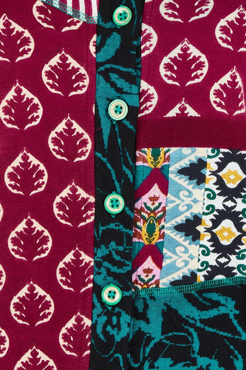 Product shot of the Patch Cardigan in colour Prato, detail