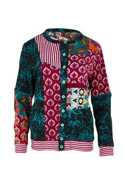 Product shot of the Patch Cardigan in colour Prato, from the front