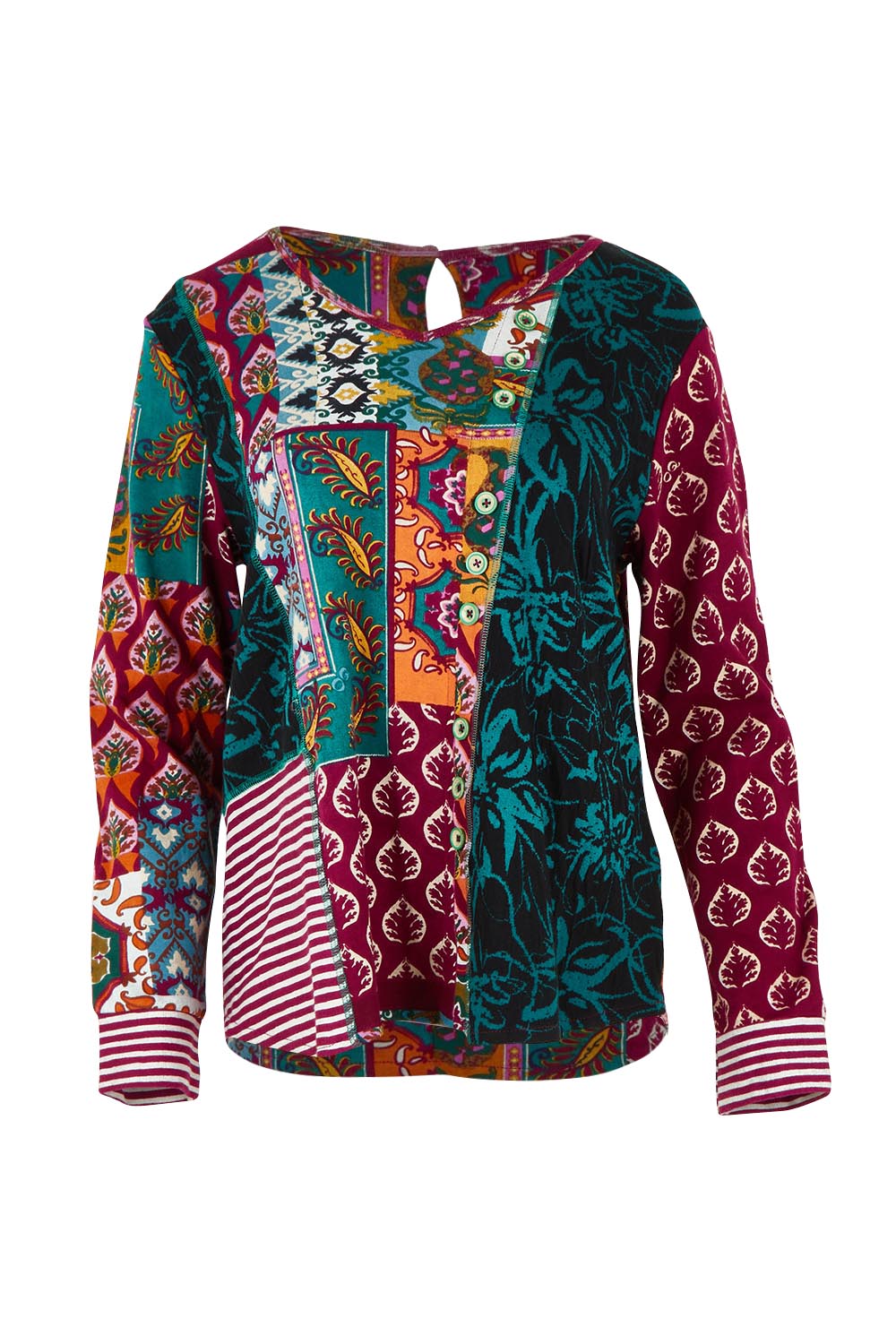 Product shot of the Patch Top in colour Prato, from the front