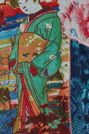 Product shot of the Patch Top in colour Nippori (Blue), detail