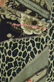 Product shot of the Patch Top in colour Keqioa (Green), detail