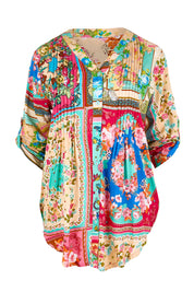 Product shot of the Pleated Top – Print in colour Print, showing detail