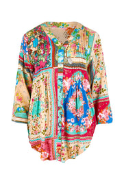 Product shot of the Pleated Top – Print in colour Print, from the front
