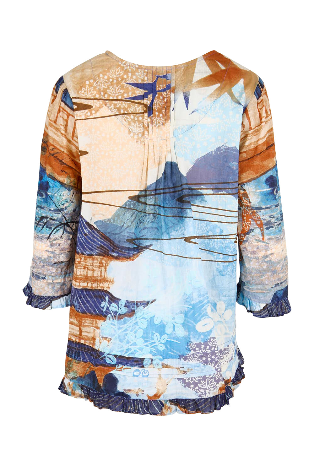 Product shot of the Pleated Top – Print in colour Print, from the back