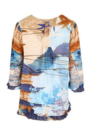 Product shot of the Pleated Top – Print in colour Print, from the back