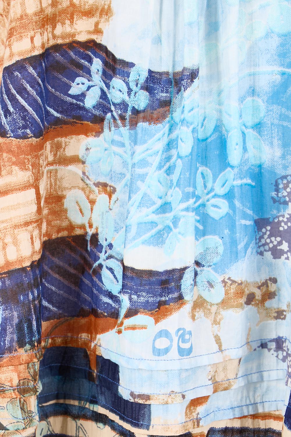 Product shot of the Pleated Top – Print in colour Print, showing detail