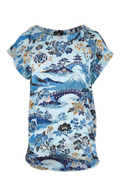 Product shot of the Rolled Neckline Top – Print in colour Print, from the front