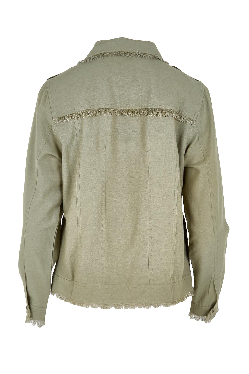 Essentials Linen Blend Fringe Jacket - Khaki