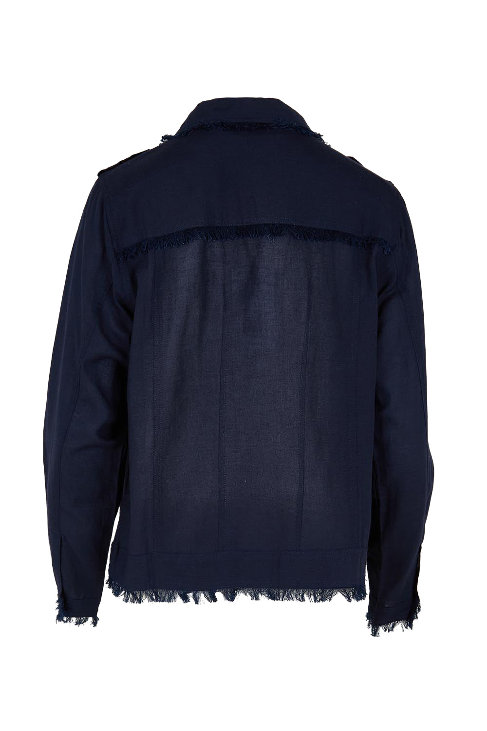 Essentials Linen Blend Fringe Jacket - Navy