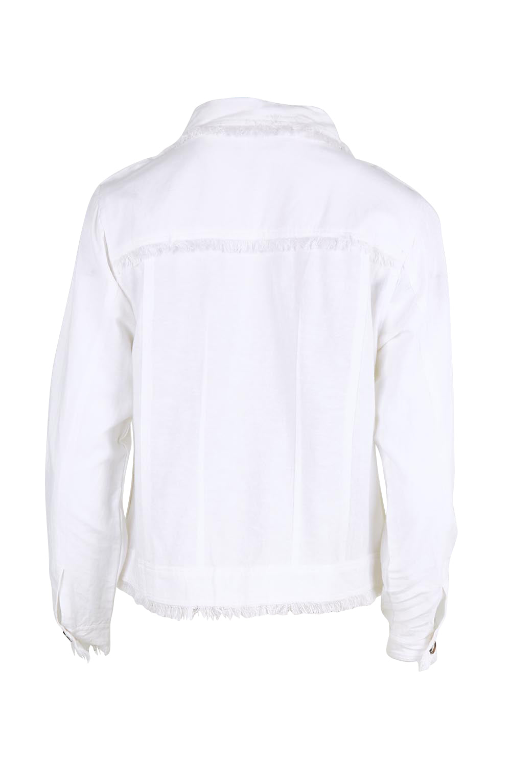 Essentials Linen Blend Fringe Jacket - White