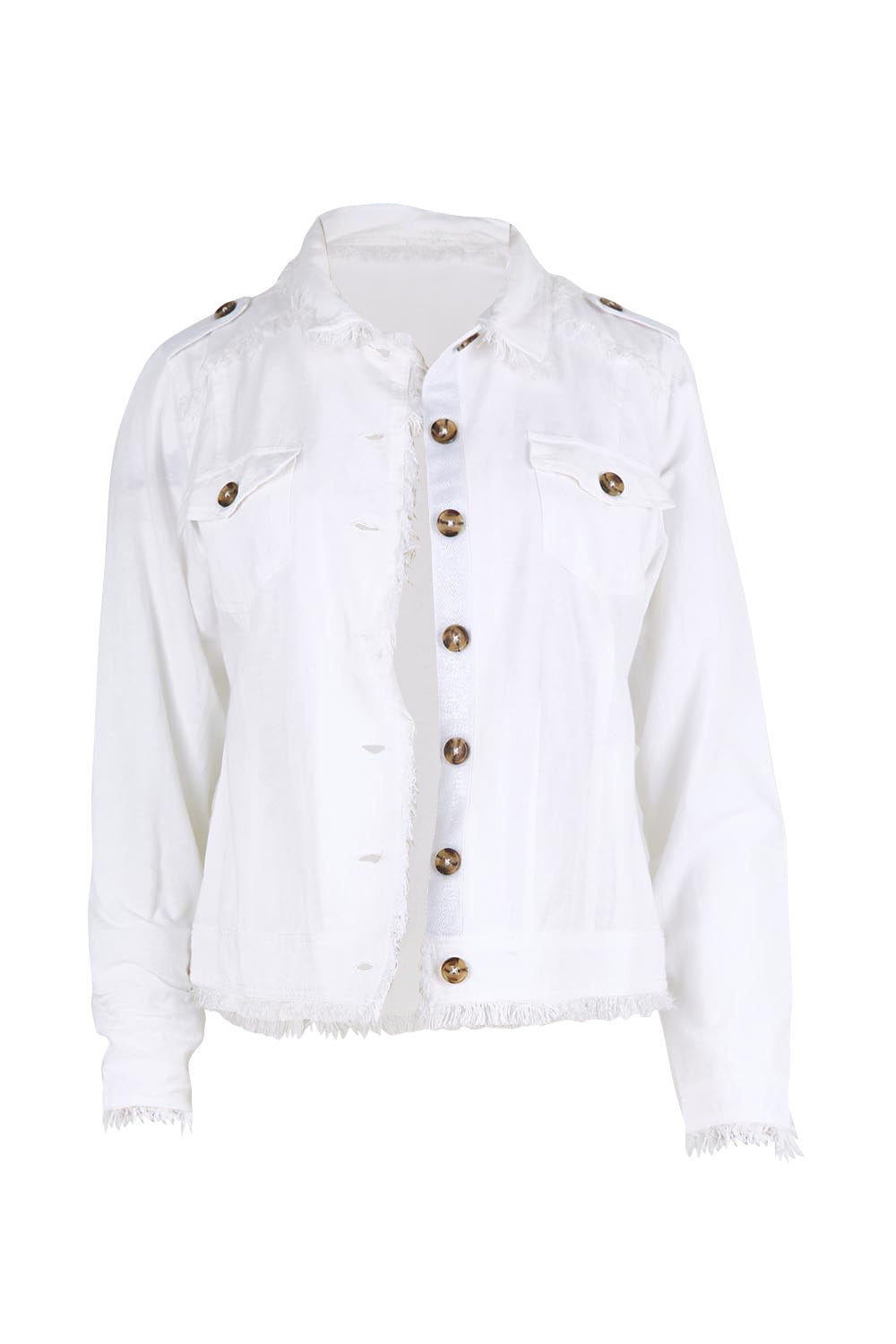 Essentials Linen Blend Fringe Jacket - White