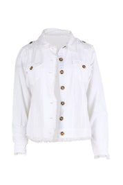 Essentials Linen Blend Fringe Jacket - White