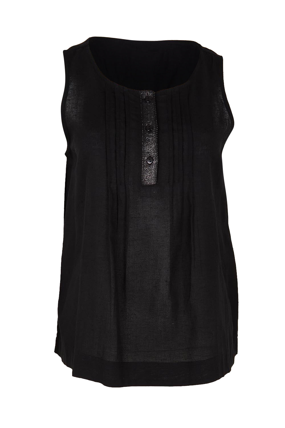 Product shot of the Essentials Linen Blend Cami - Black in colour Black, from the front