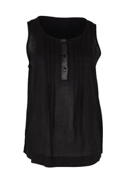 Product shot of the Essentials Linen Blend Cami - Black in colour Black, from the front