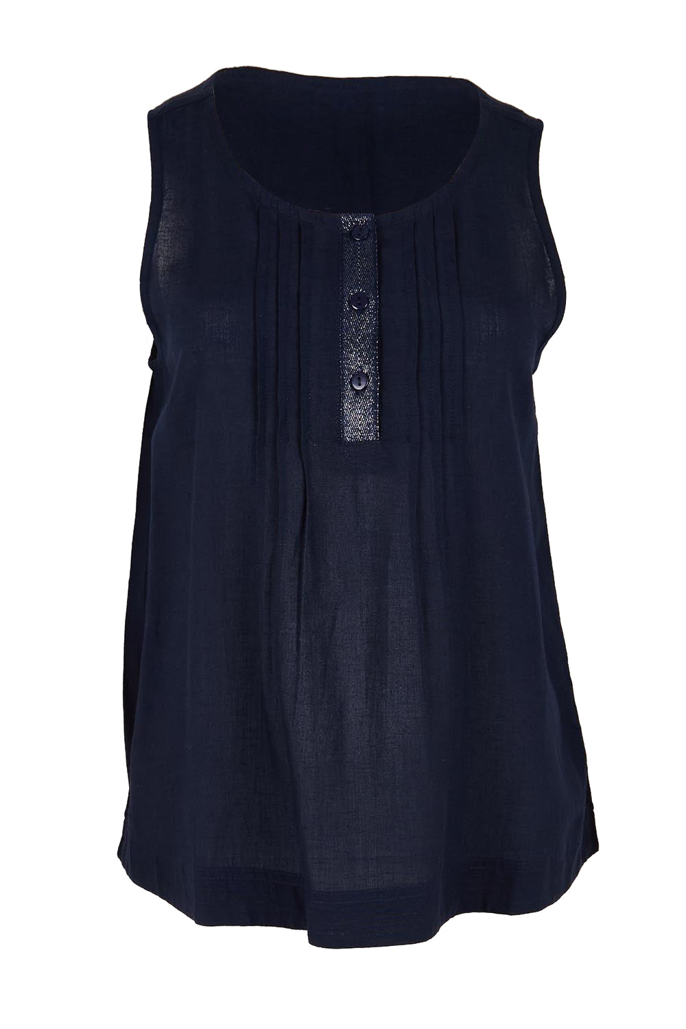 Product shot of the Essentials Linen Blend Cami - Navy in colour Navy, from the front