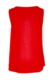 Product shot of the Essentials Linen Blend Cami - Red in colour Red, from the back