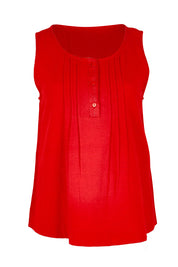 Product shot of the Essentials Linen Blend Cami - Red in colour Red, from the front