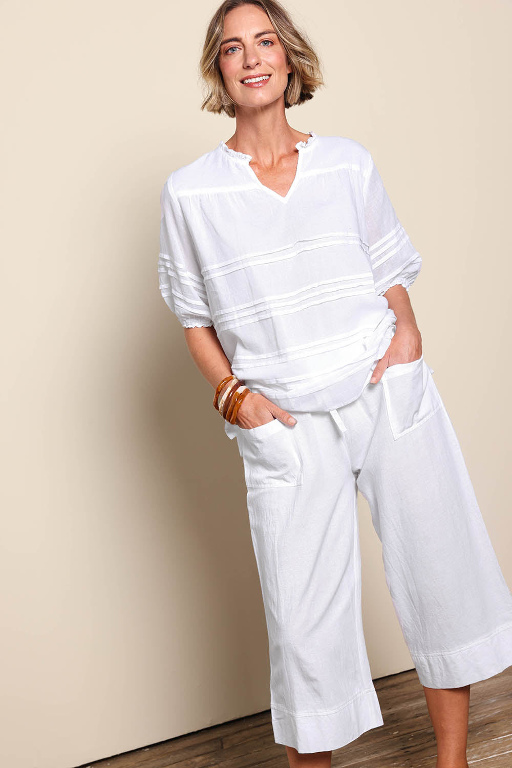 Essentials Linen Blend Pant - White