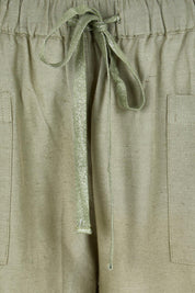 Product shot of the Essentials Linen Blend Shorts - Khaki in colour Khaki, showing detail