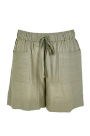 Product shot of the Essentials Linen Blend Shorts - Khaki in colour Khaki, from the front