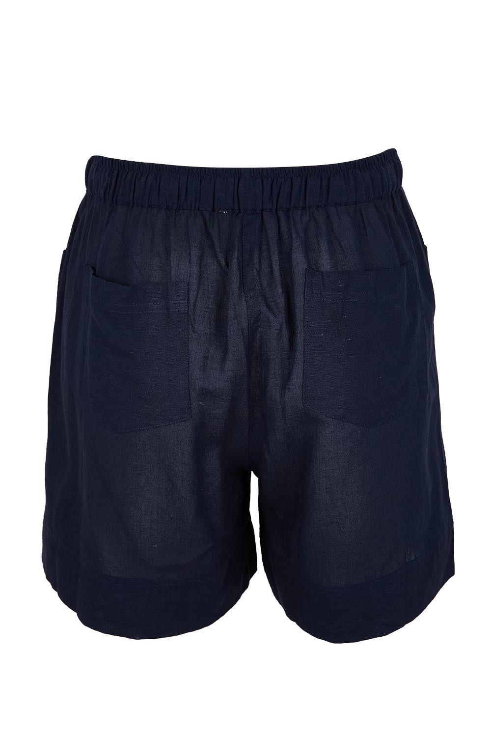 Product shot of the Essentials Linen Blend Shorts - Navy in colour Navy, from the back