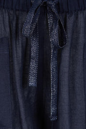 Product shot of the Essentials Linen Blend Shorts - Navy in colour Navy, showing detail