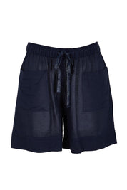 Product shot of the Essentials Linen Blend Shorts - Navy in colour Navy, from the front