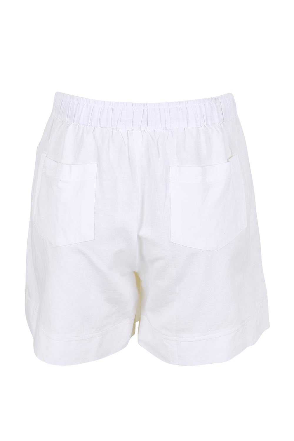 Product shot of the Essentials Linen Blend Shorts - White in colour White, from the back