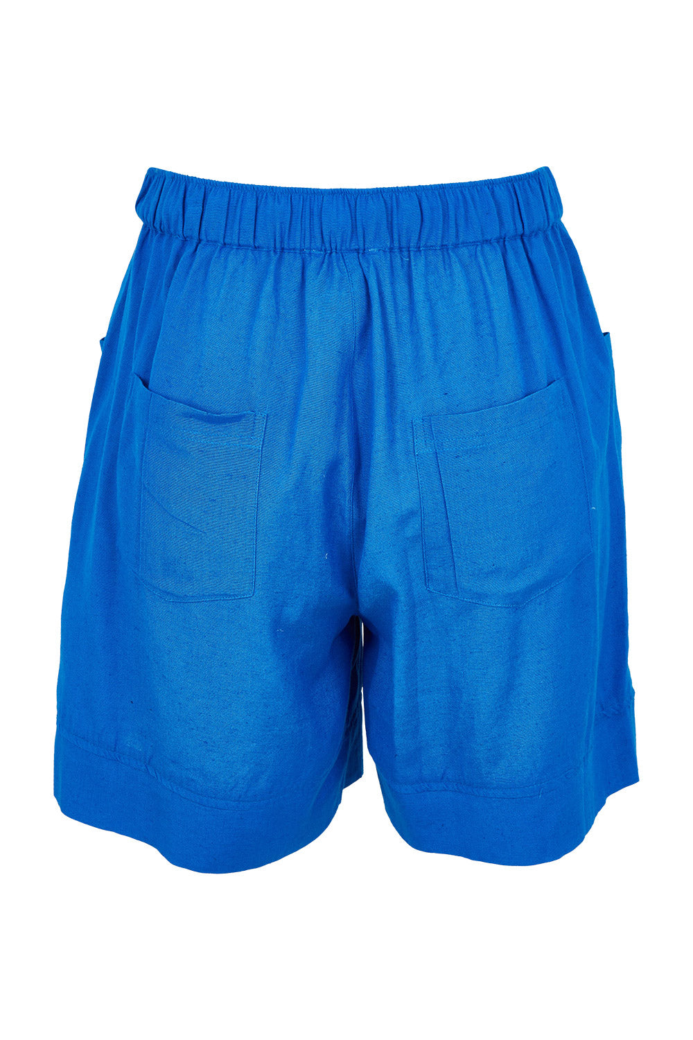 Product shot of the Essentials Linen Blend Shorts in colour Elecblue (Blue), from the back