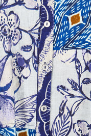 Product shot of the Long Patch Cotton Dress – Print in colour Print, showing detail