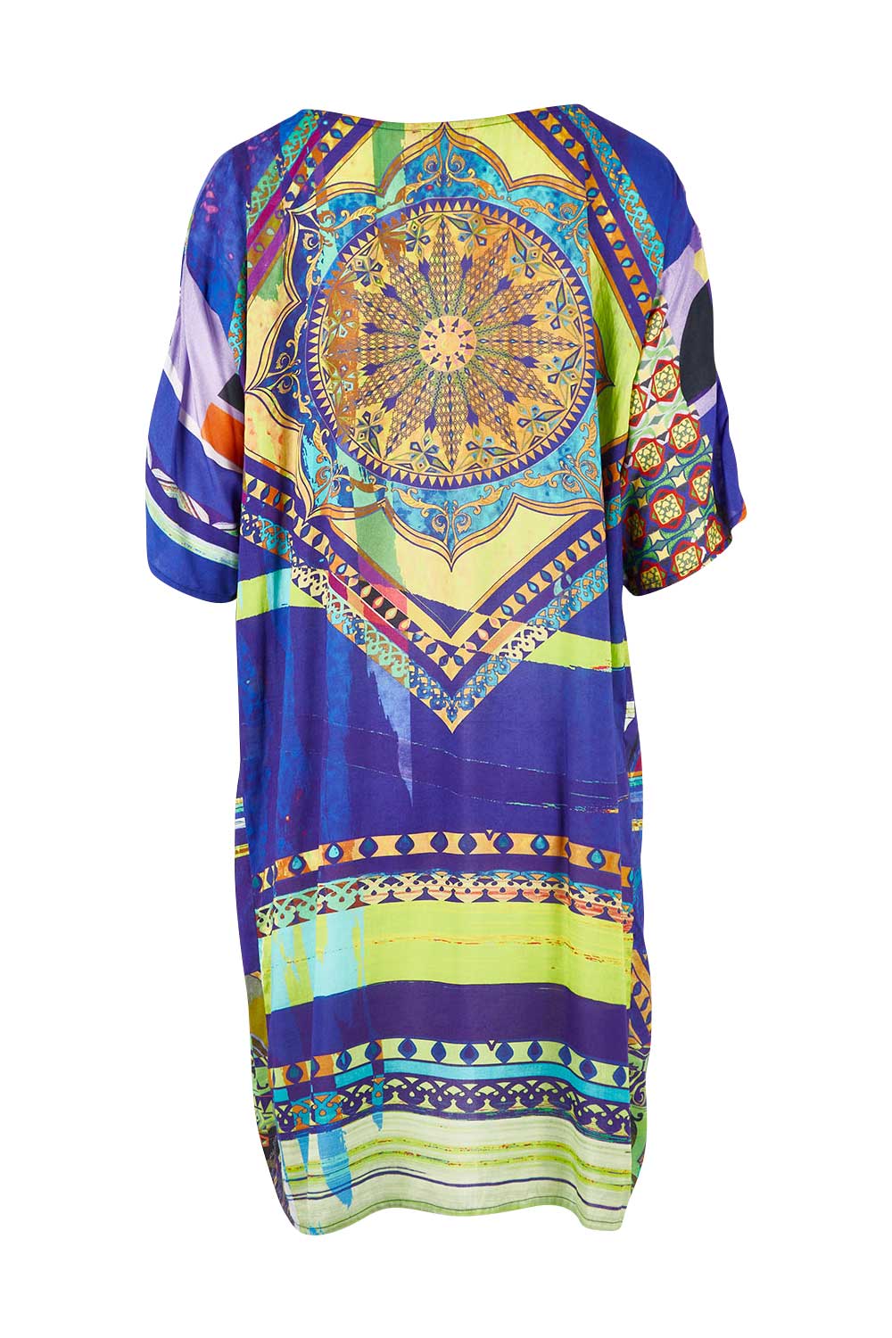 Product shot of the Digital Shift Dress in colour Mix5 (Blue), from the back