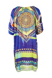 Product shot of the Digital Shift Dress in colour Mix5 (Blue), from the back