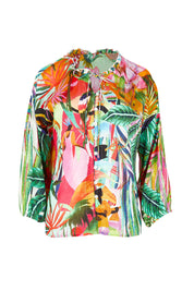 Product shot of the Rio Frill Neck Top in colour Rio (Green), from the front