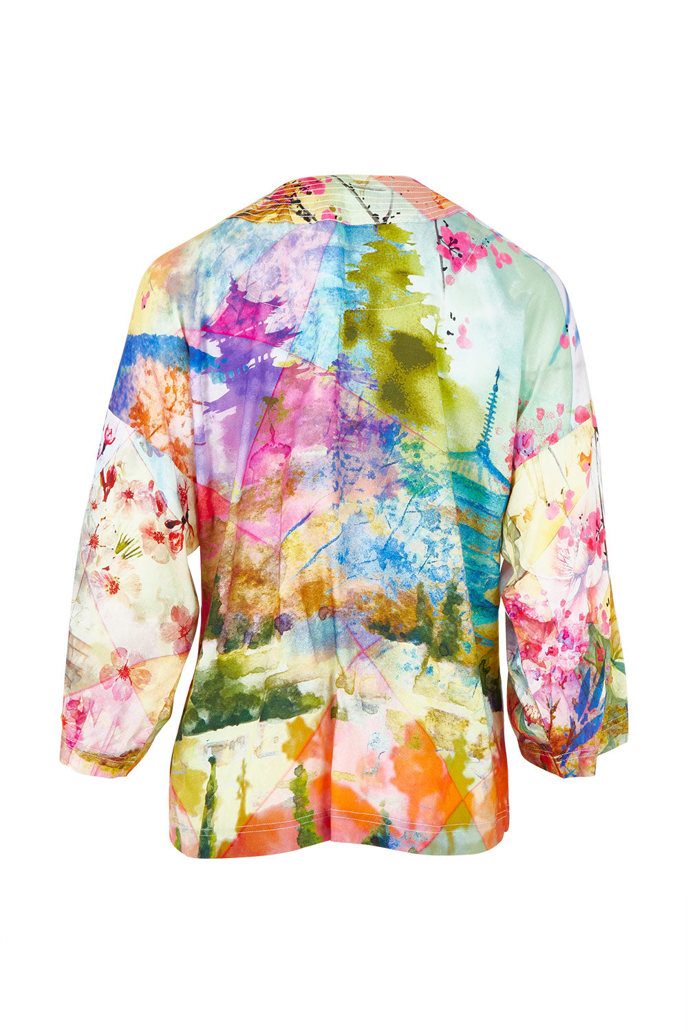 Product shot of the Digital Kimono in colour Scenic, from the back