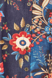 Product shot of the Cord Shirt in colour Embroidery (Blue), detail