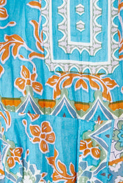Product shot of the Iruya Organic Cotton Bubble Dress in colour Blue (Blue), detail