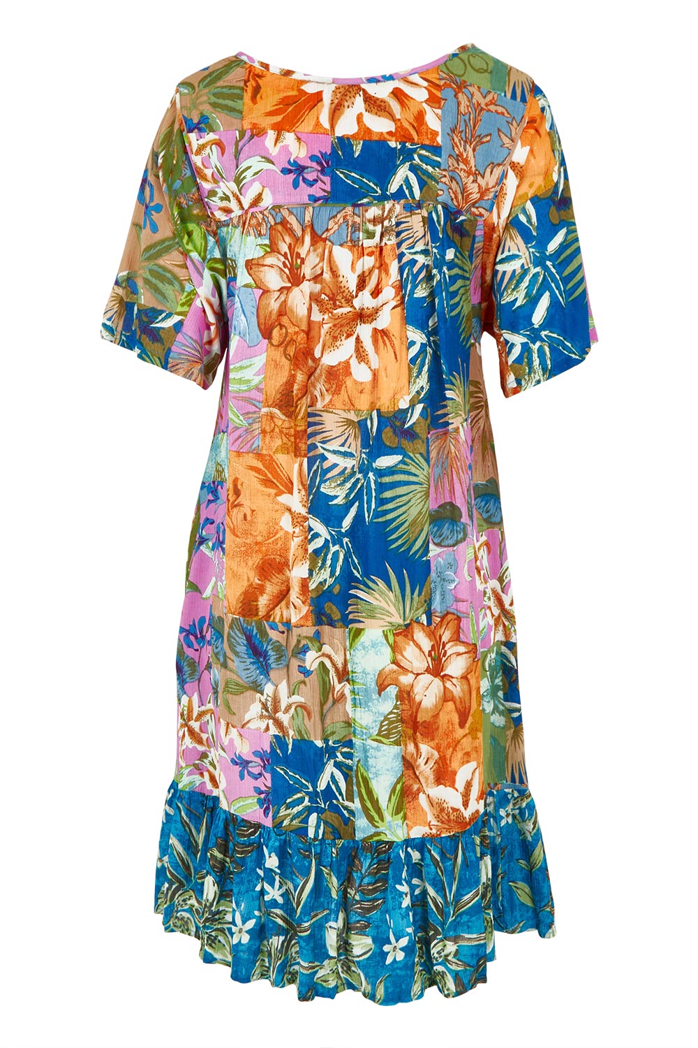 Product shot of the Bib Dress in colour Miramir, from the back