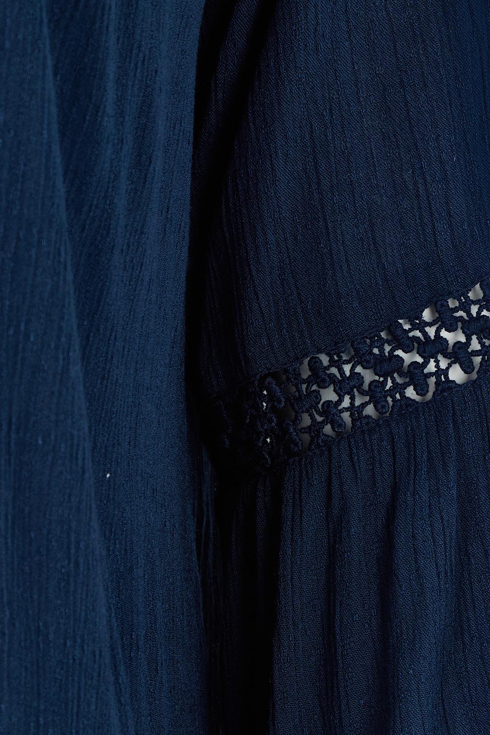 Product shot of the Boho Top in colour Navy (Blue), detail