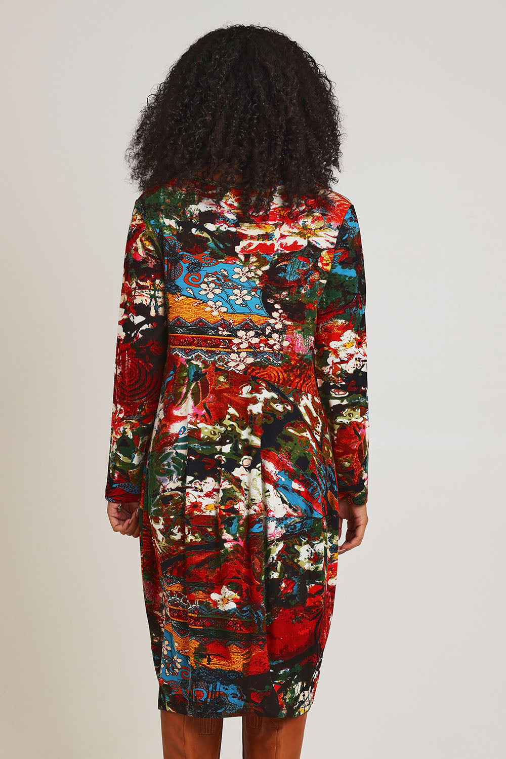 Model Ziara wearing size 10 of the Freebird Bubble Dress in colour Freebird, from the back