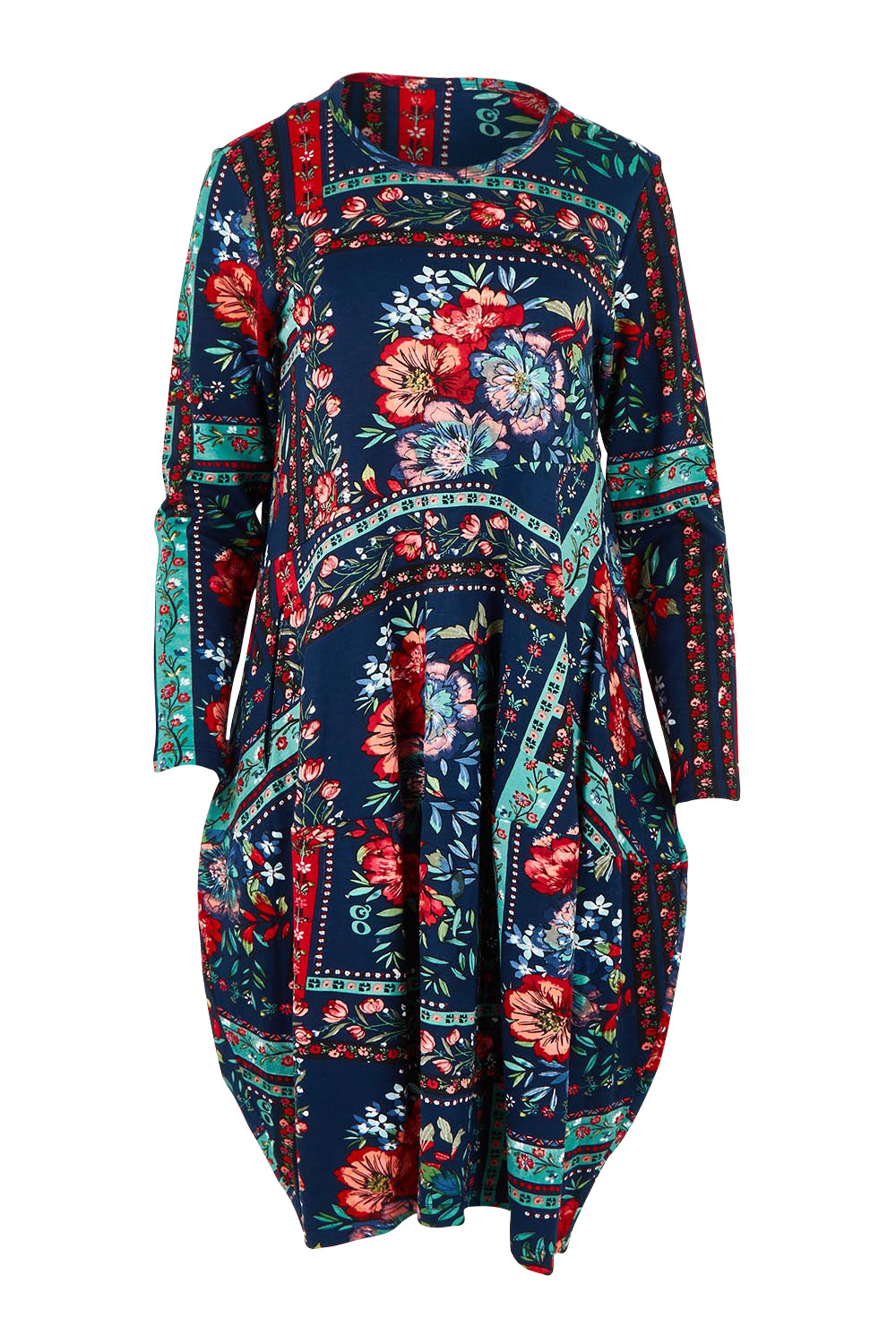 Product shot of the Bubble Dress in colour Ivanova (Blue), from the front