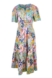 Product shot of the Short Sleeve Maxi Dress – Print in colour Print, from the front