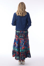 A model wearing the Layered Skirt in colour Ivanova, from the back